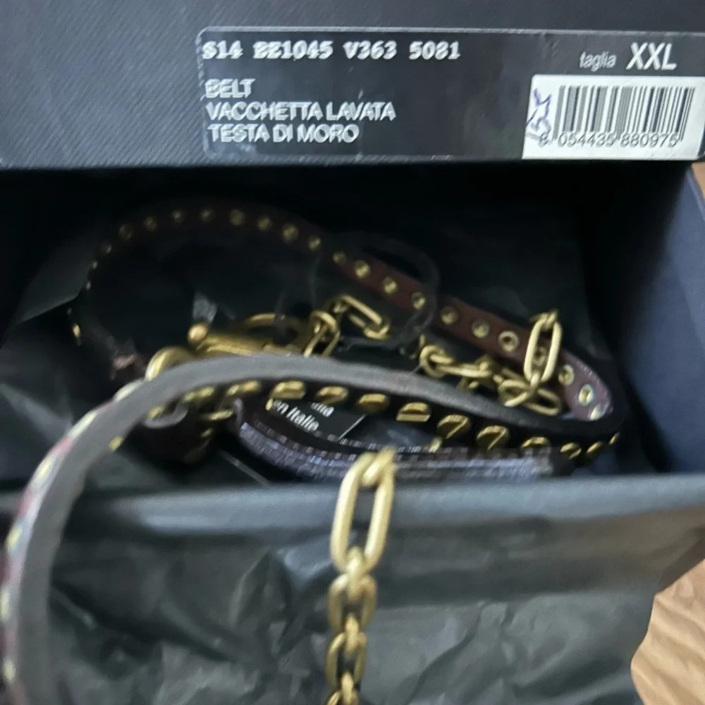 Dsquared2 Leather Carabiner Chain Belt Accessory – Brown 18”